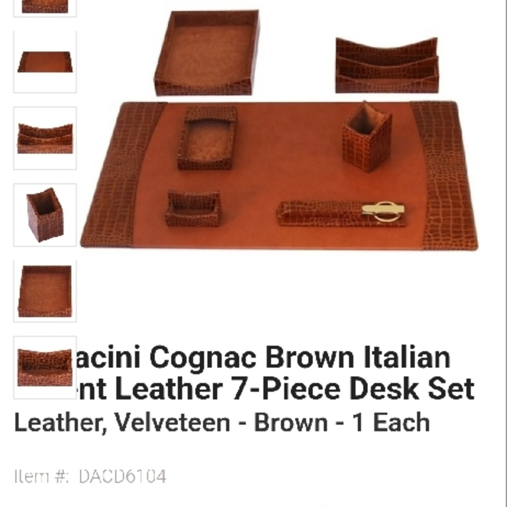 Bacini Cognac Brown Leather Desk Set